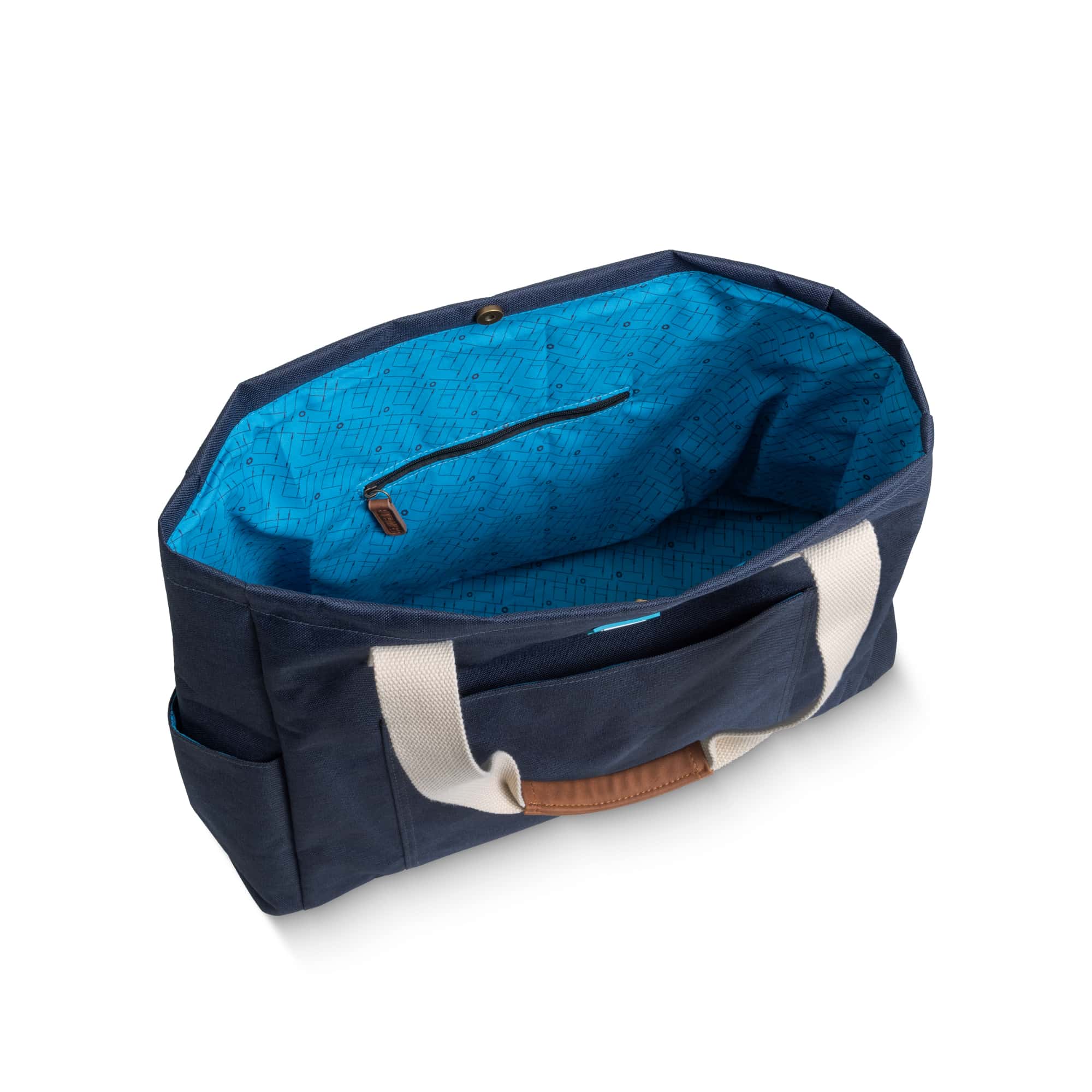 navy bag with blue inside