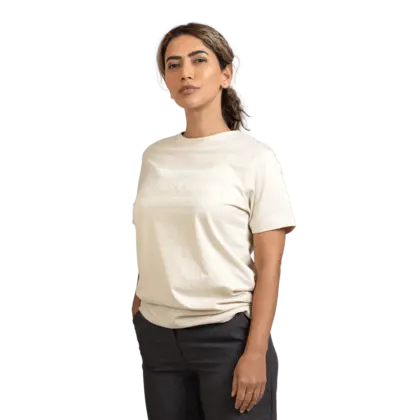 beige tshirt worn by male