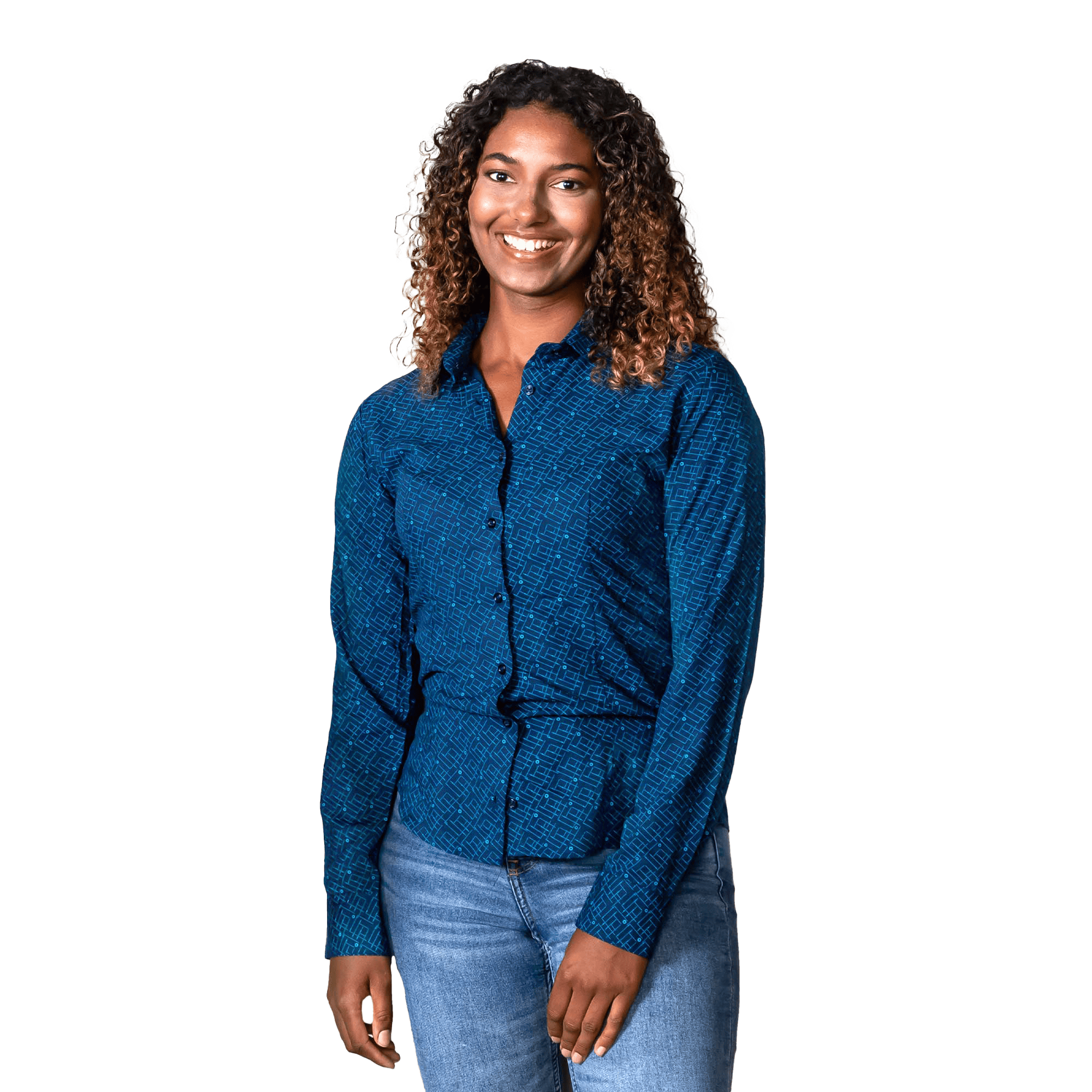 blue business shirt with blueprint pattern