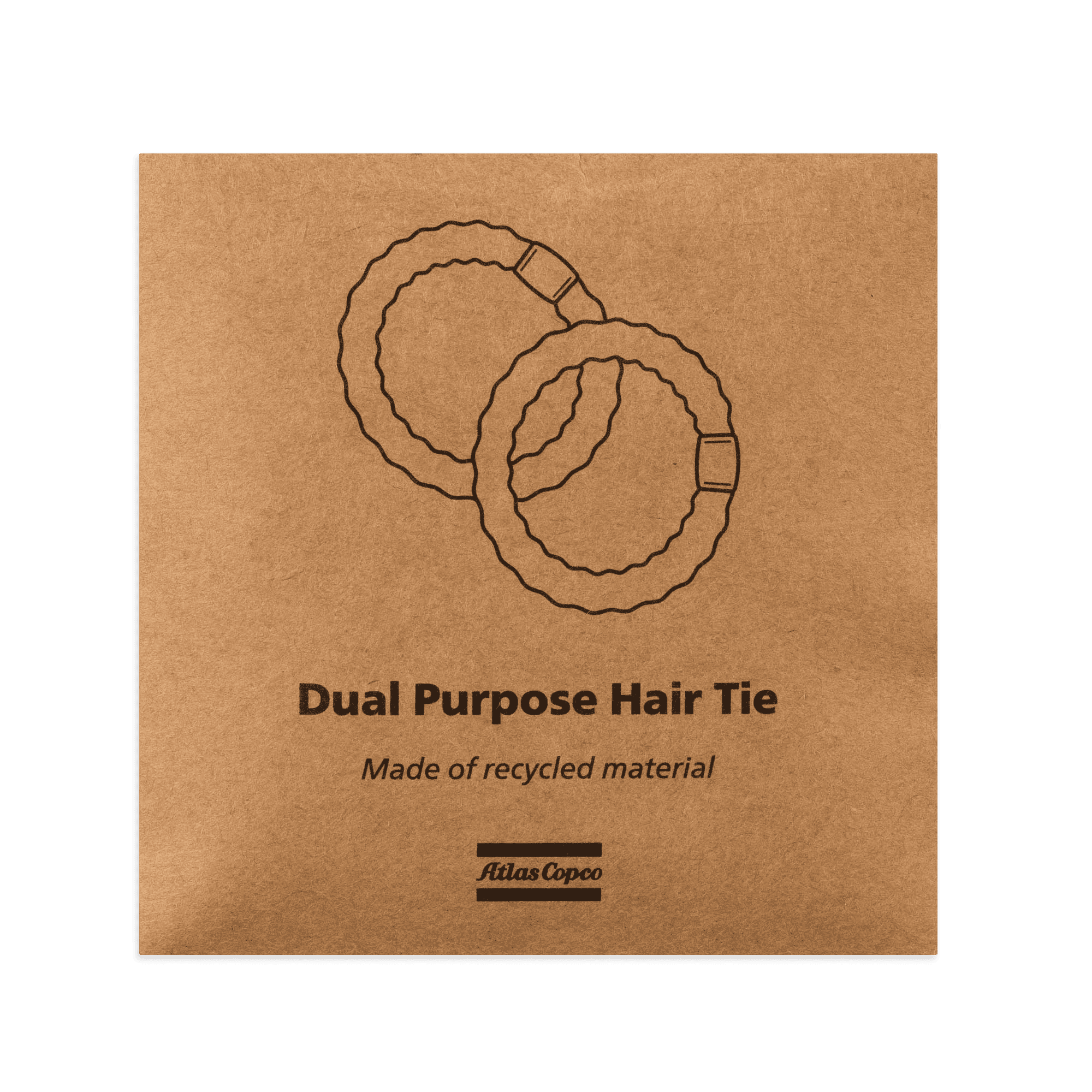 blue hair tie with atlas copco logo