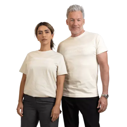 beige tshirt worn by male