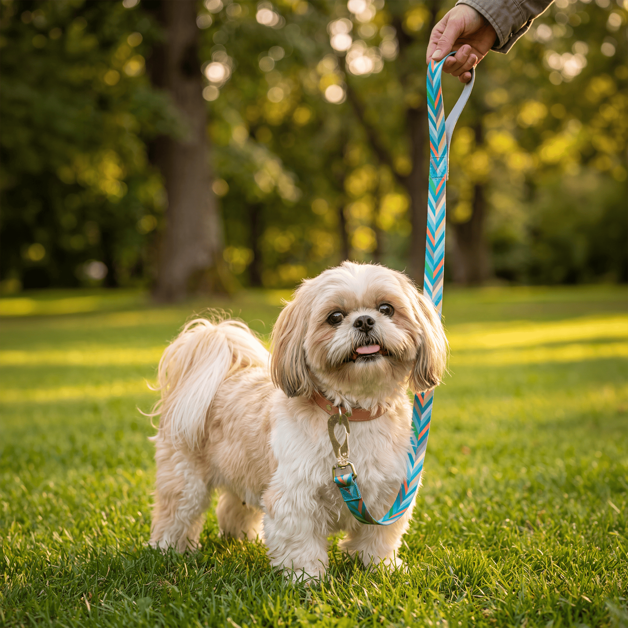 multi color dog leash close up