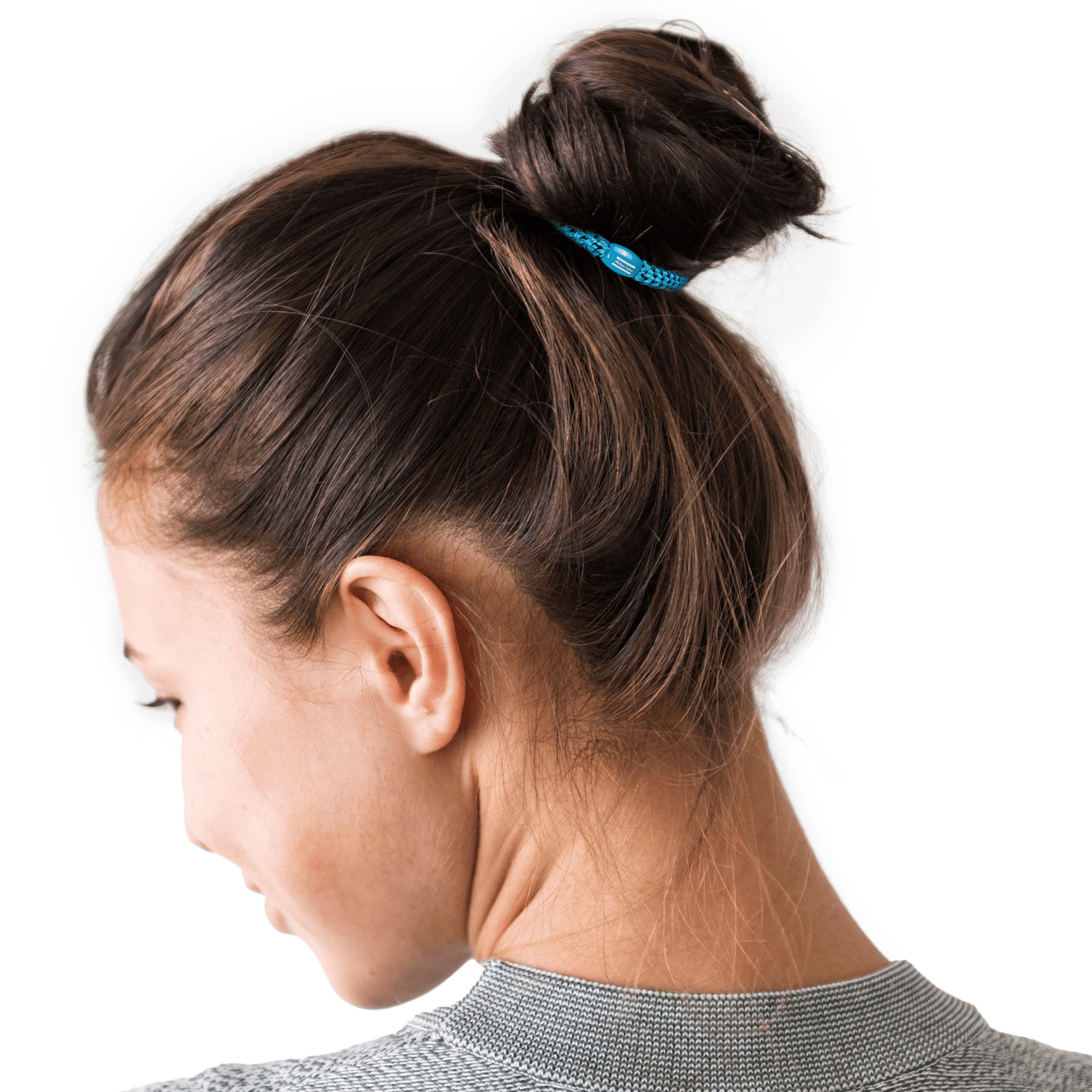 blue hair tie with atlas copco logo