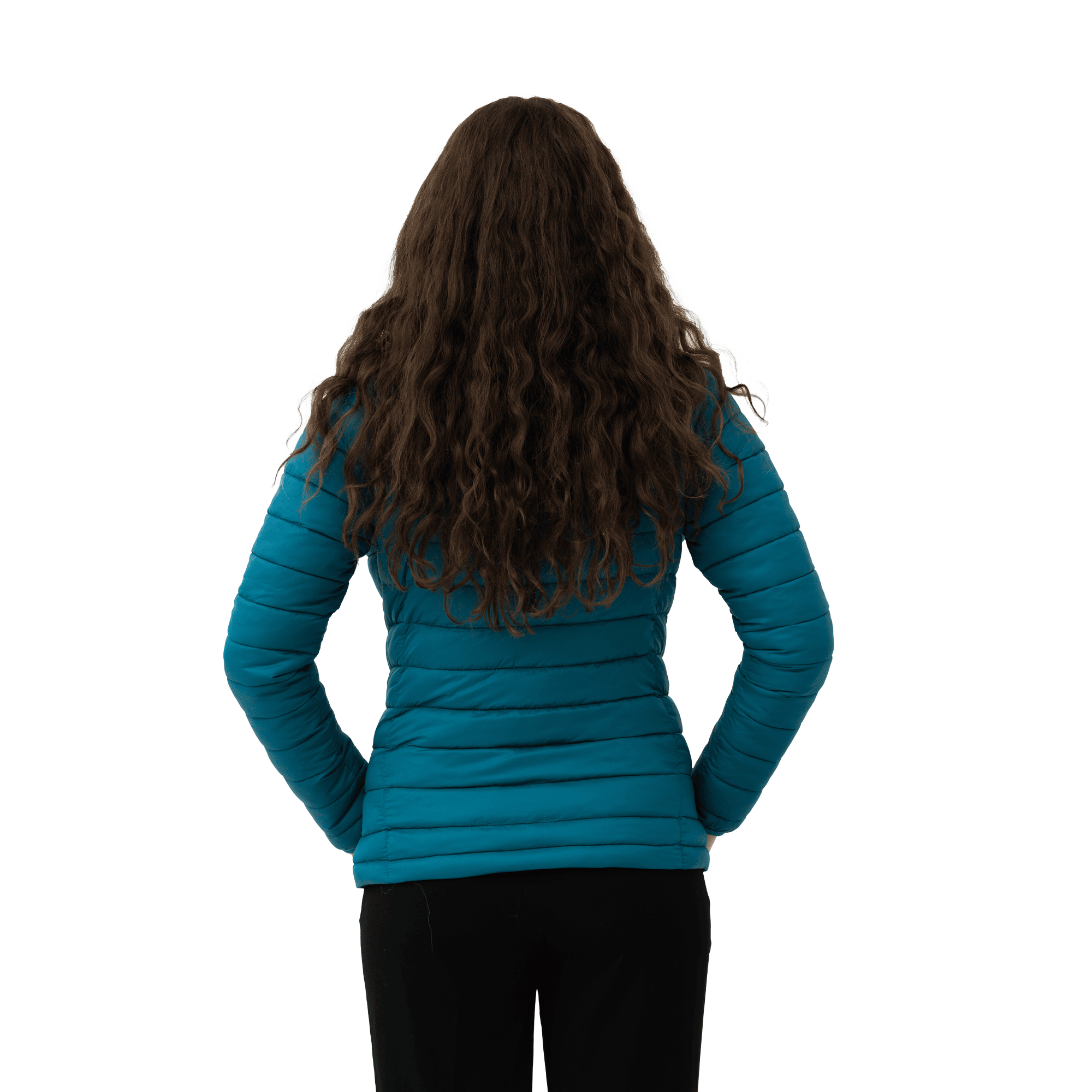 teal padded jacket back