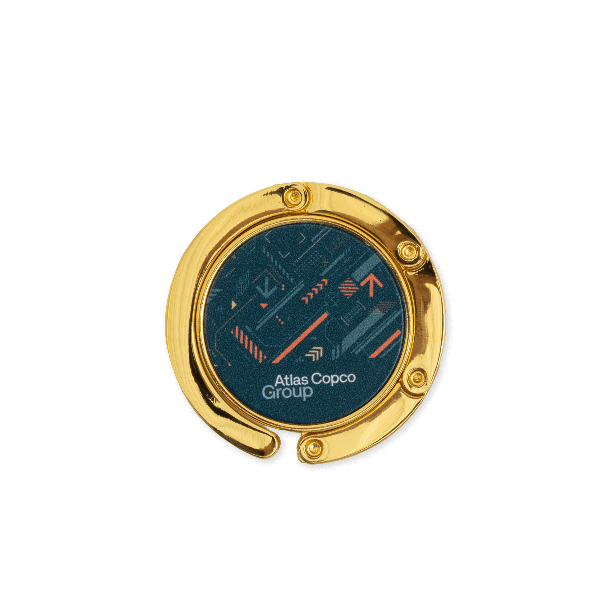 bag hanger with atlas copco group logo