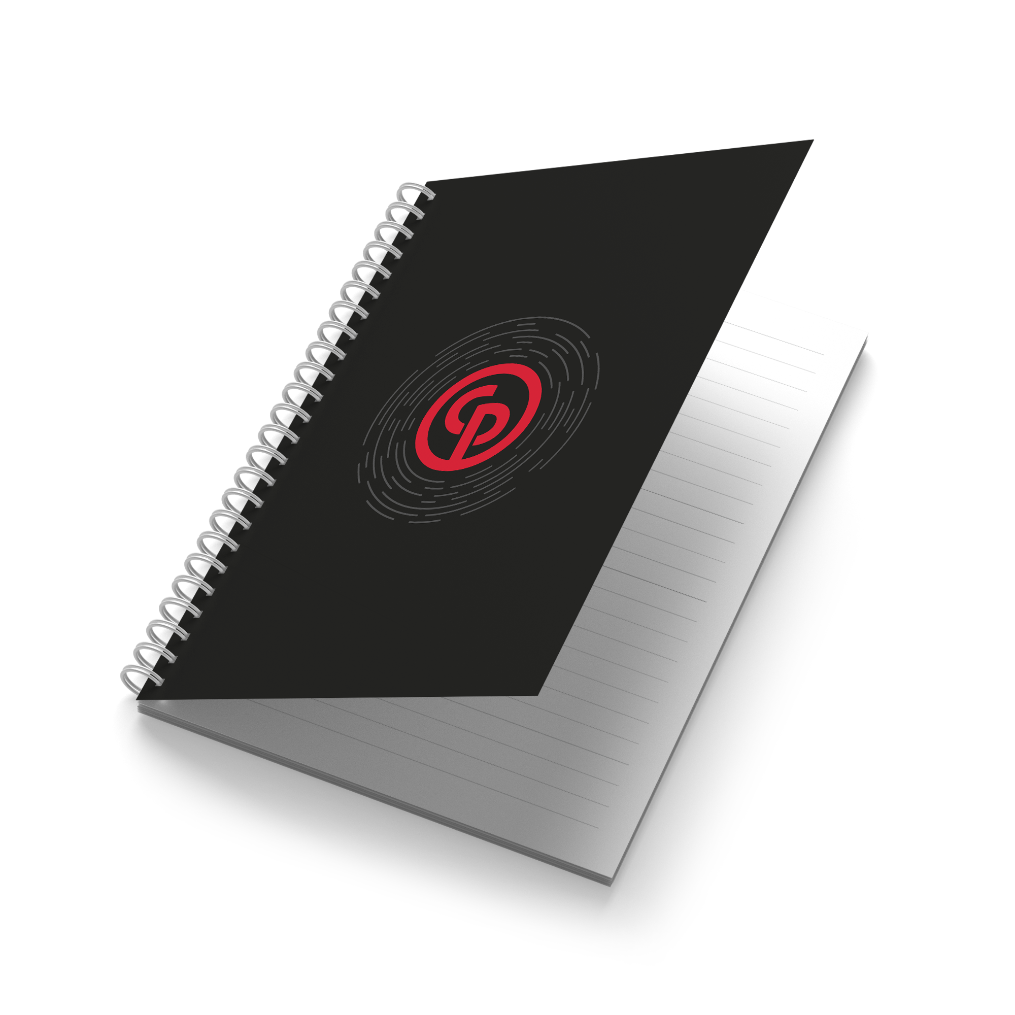 black notebook with chicago pneumatic logo in red
