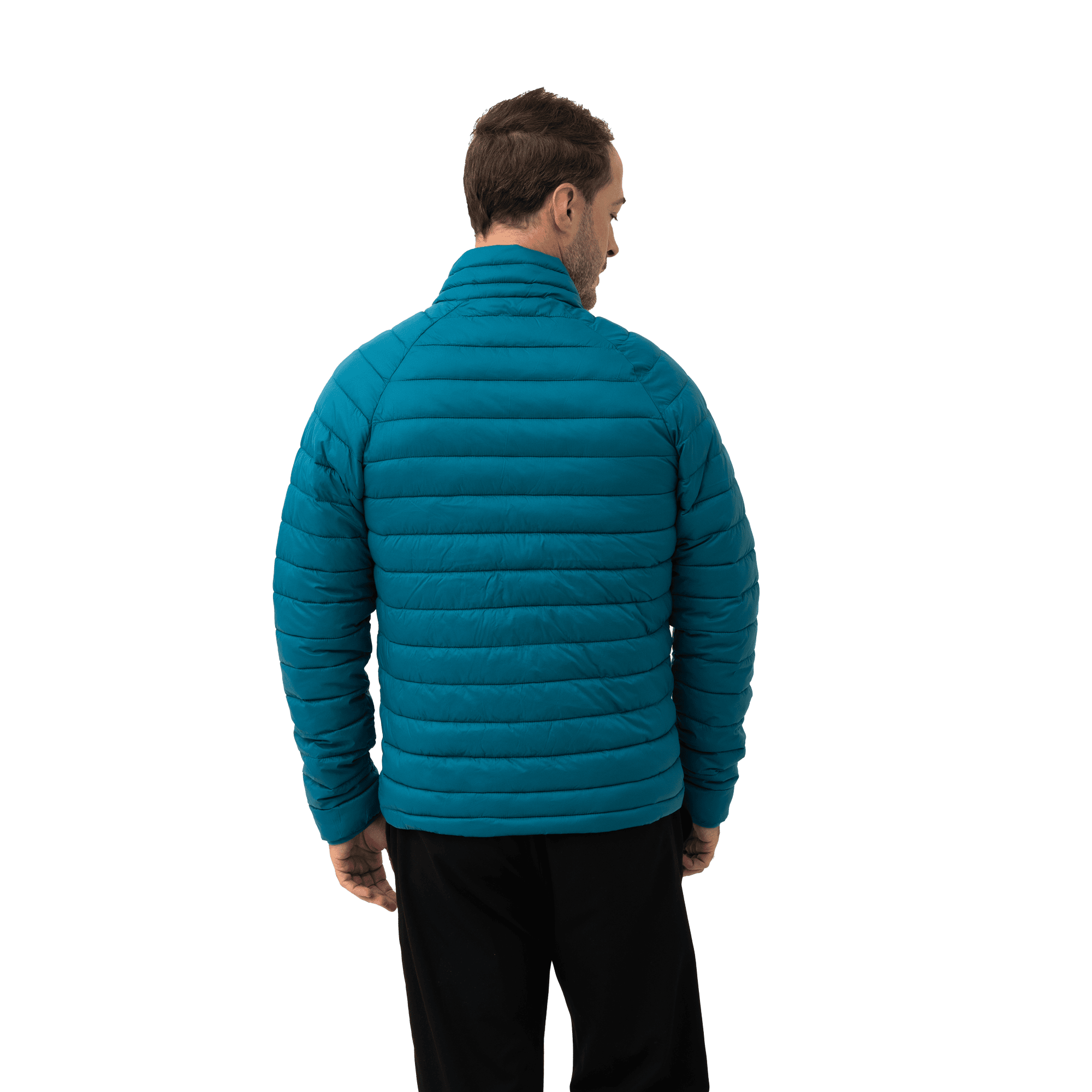 teal padded jacket back
