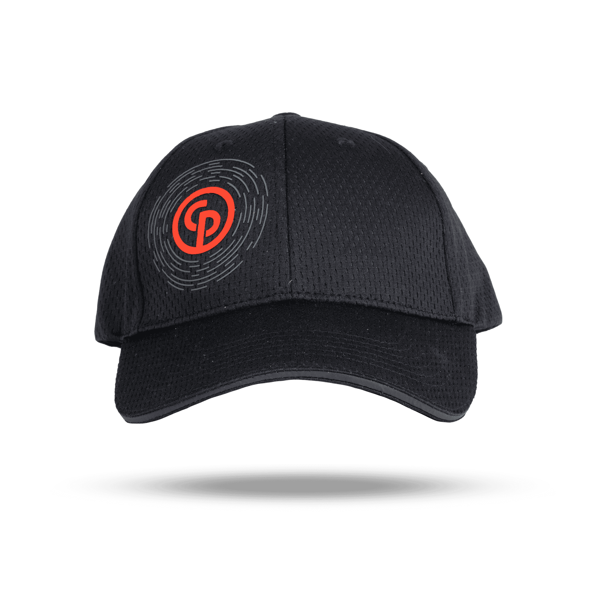 black cap with chicago pneumatic logo in red from front