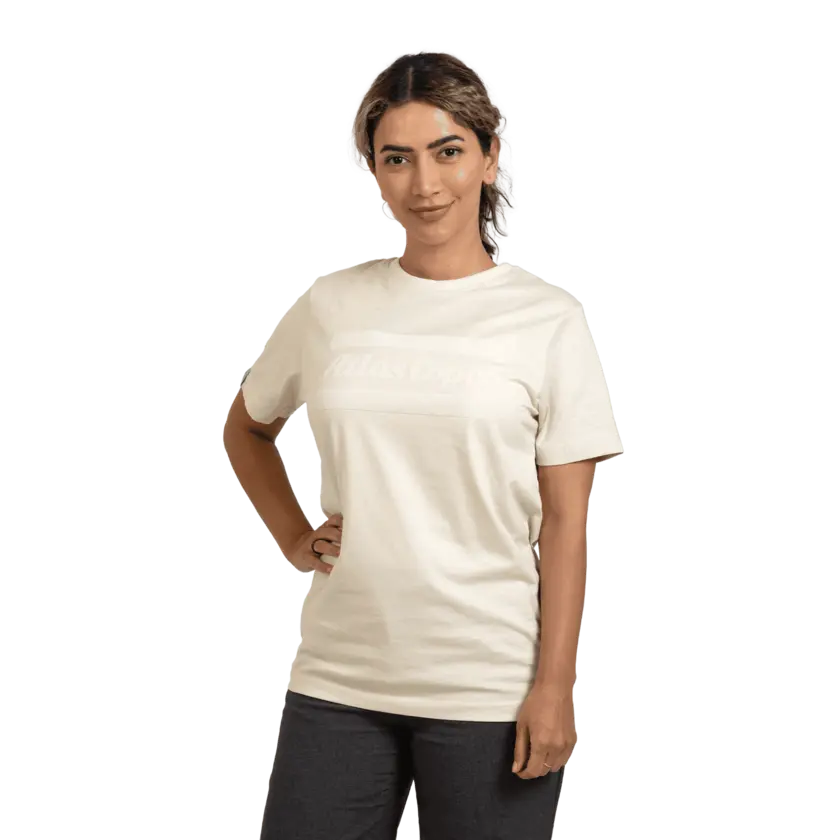 beige tshirt worn by male